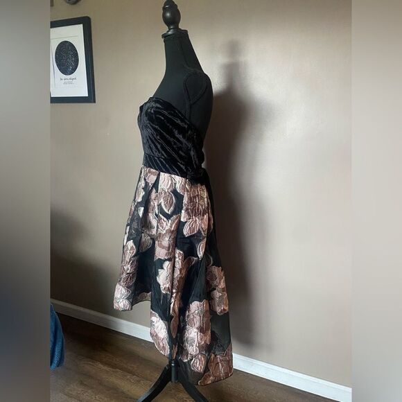 VENUS Strapless High-low Mini Dress velvet Floral Tulle homecoming Sz 14 NWT - Picture 14 of 16
